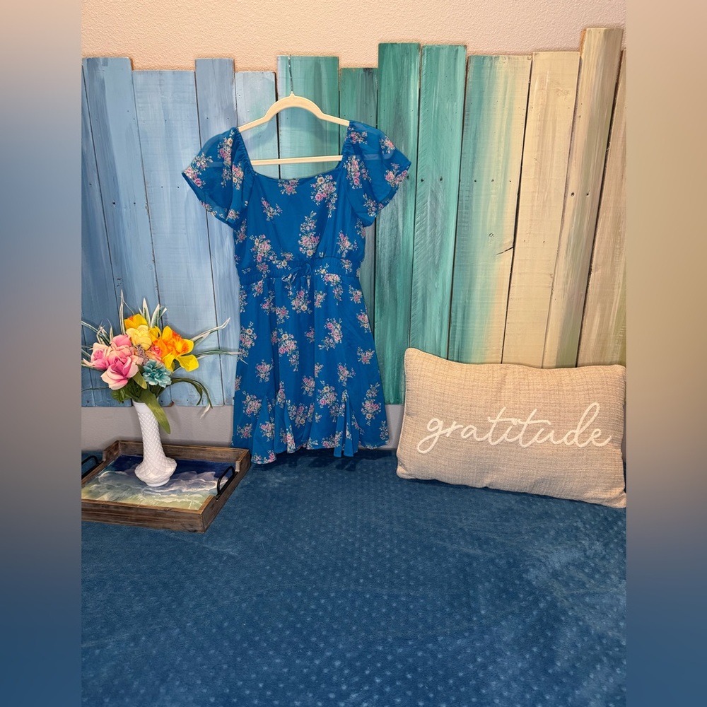 Trixxi Blue Floral Girl’s Dress - Picture 2 of 7